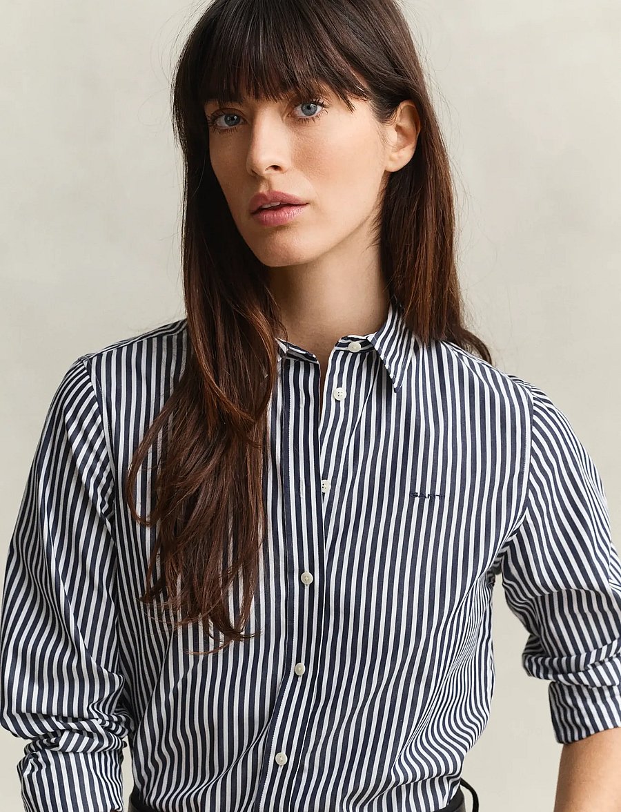 Gant - REG CLASSIC POPLIN STRIPED SHIRT - langärmlige hemden - classic blue - 3