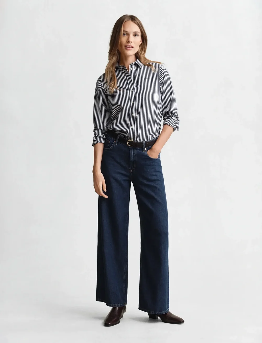 GANT - REG CLASSIC POPLIN STRIPED SHIRT - pikkade varrukatega särgid - classic blue - 5