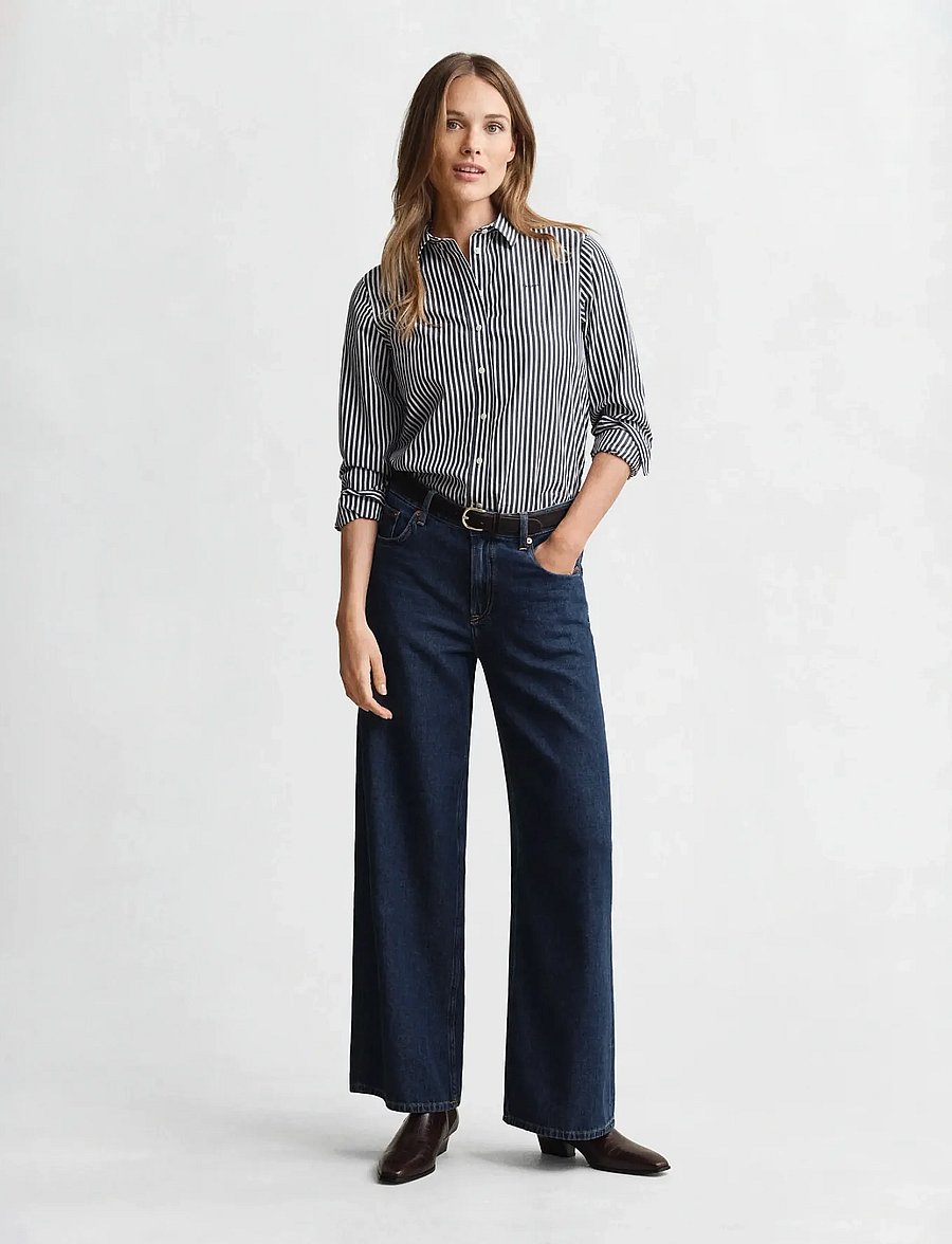 Gant - REG CLASSIC POPLIN STRIPED SHIRT - langärmlige hemden - classic blue - 5