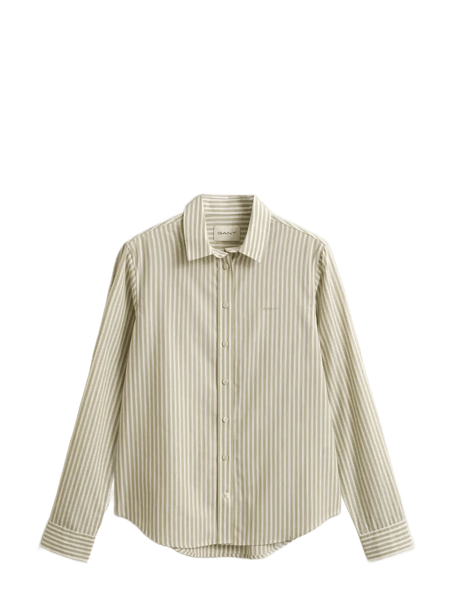 Gant - REG CLASSIC POPLIN STRIPED SHIRT - langärmlige hemden - country beige - 1