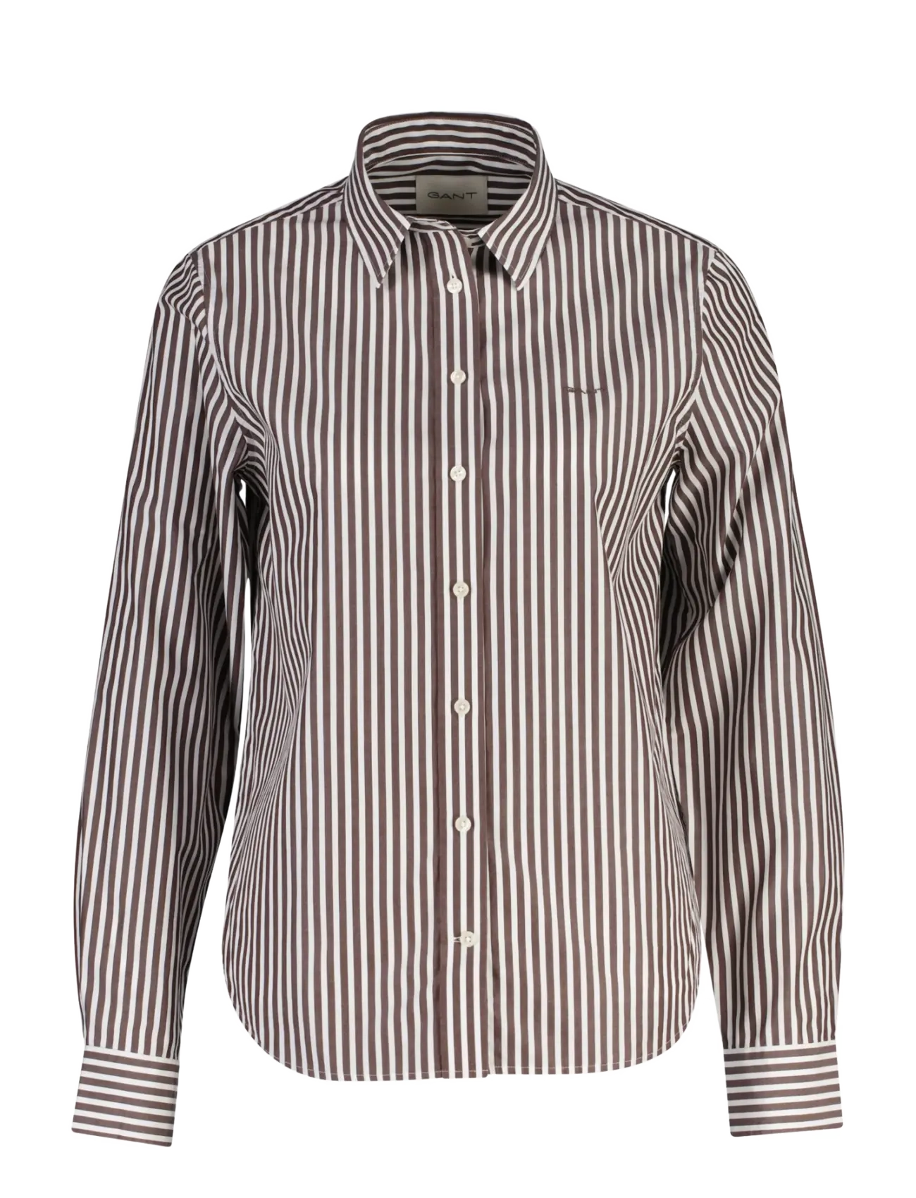 Gant REG CLASSIC POPLIN STRIPED SHIRT - Långärmade skjortor - DEEP BROWN / brown