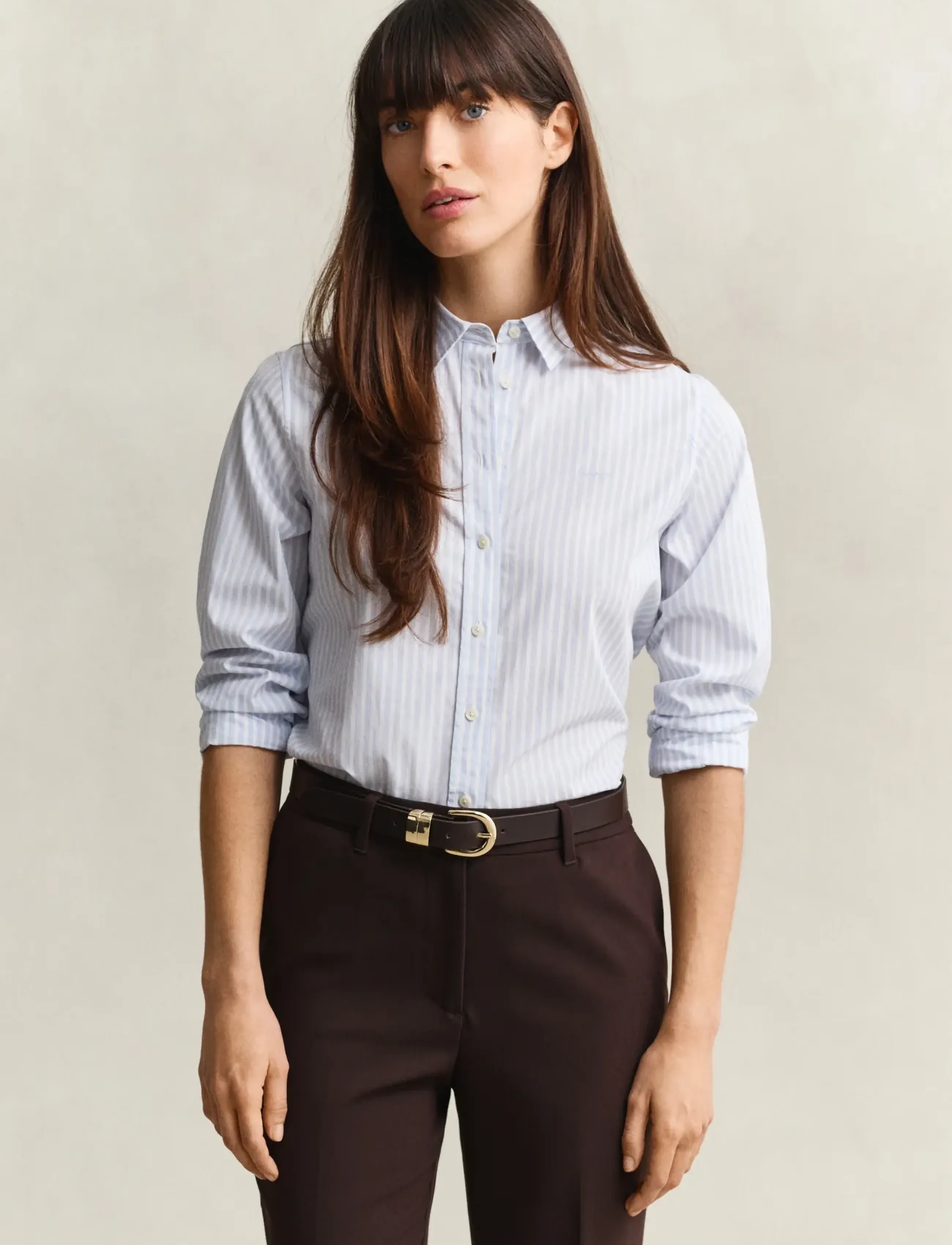 Gant - REG CLASSIC POPLIN STRIPED SHIRT - pikkade varrukatega särgid - light blue - 0