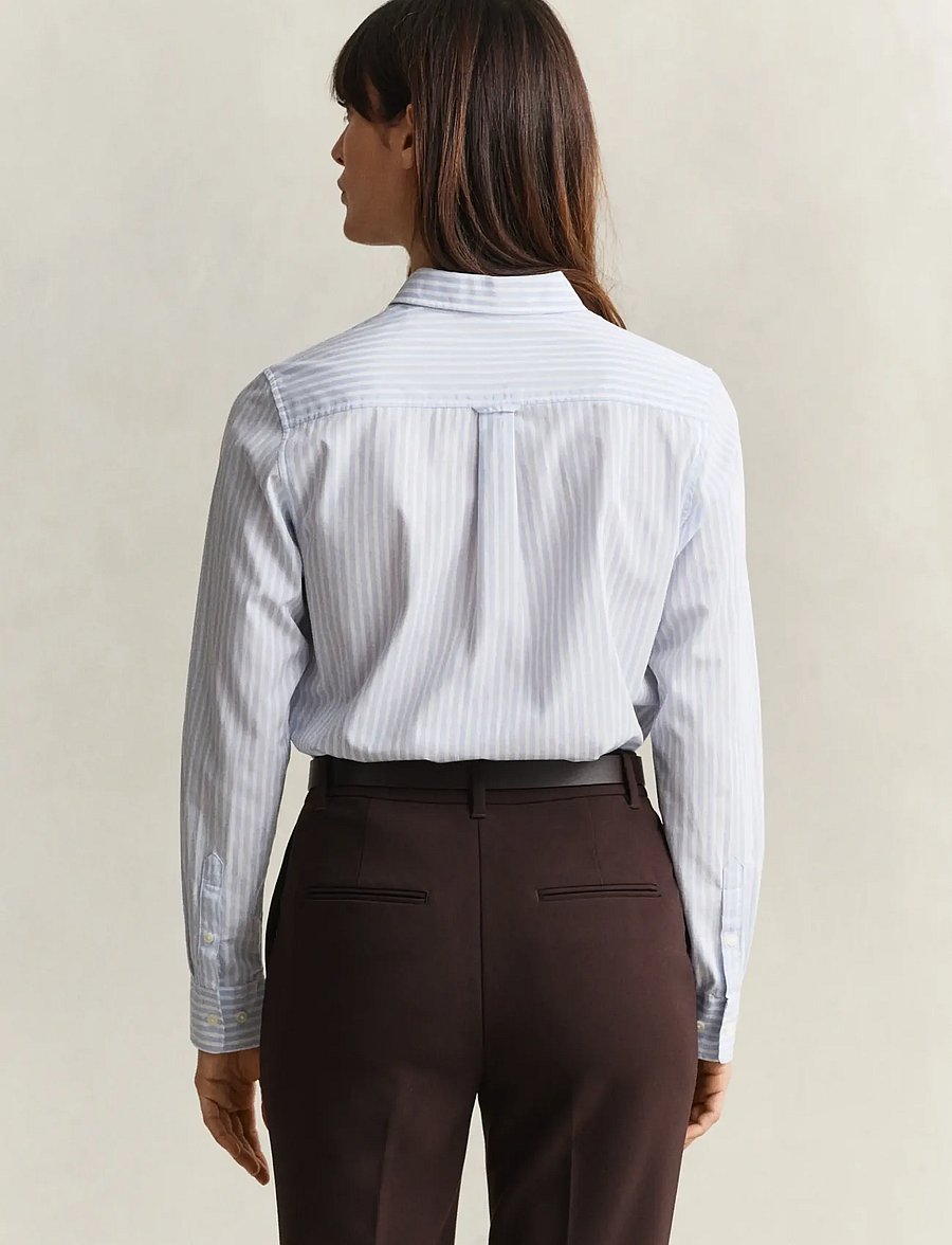Gant - REG CLASSIC POPLIN STRIPED SHIRT - langärmlige hemden - light blue - 3