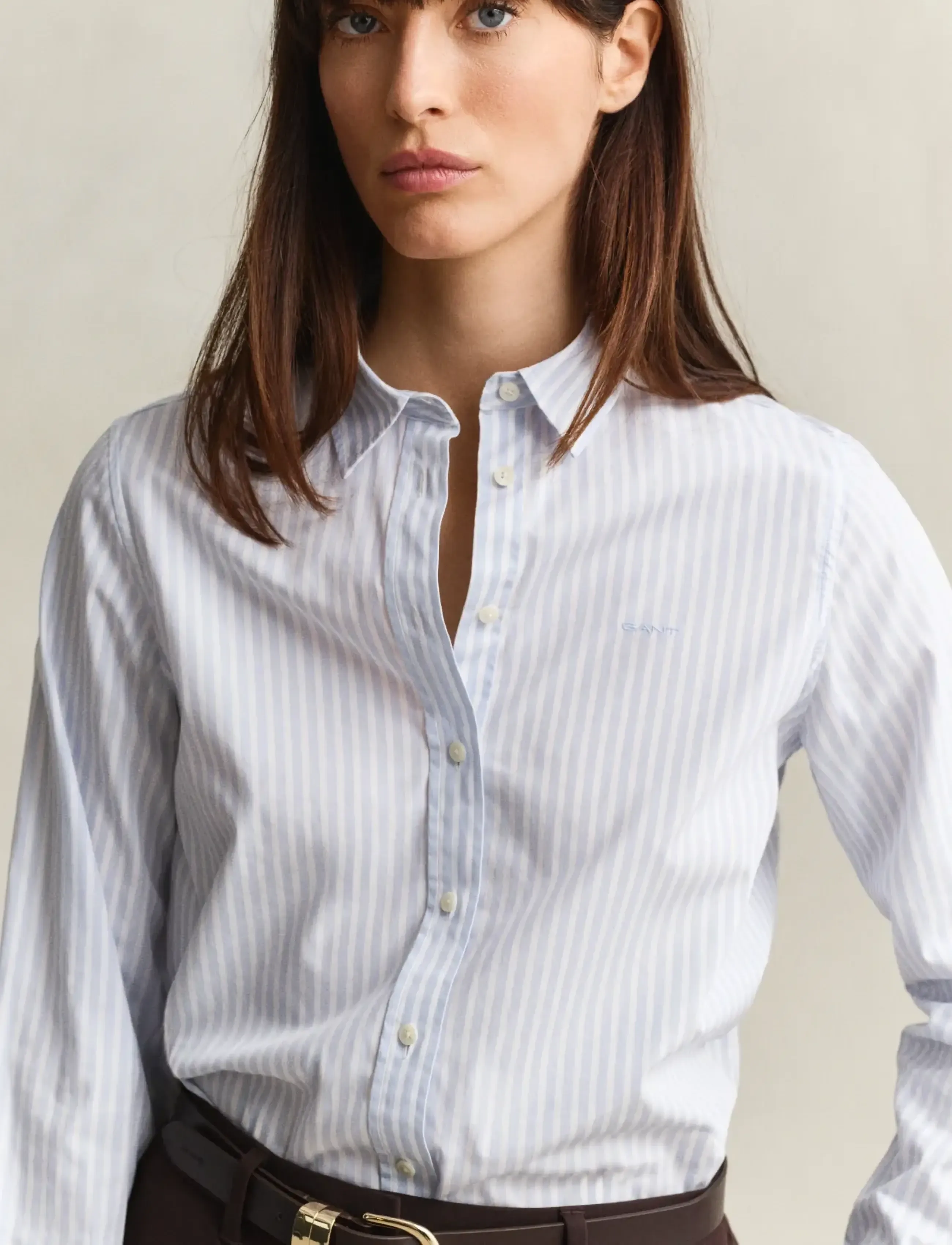 Gant - REG CLASSIC POPLIN STRIPED SHIRT - pikkade varrukatega särgid - light blue - 4
