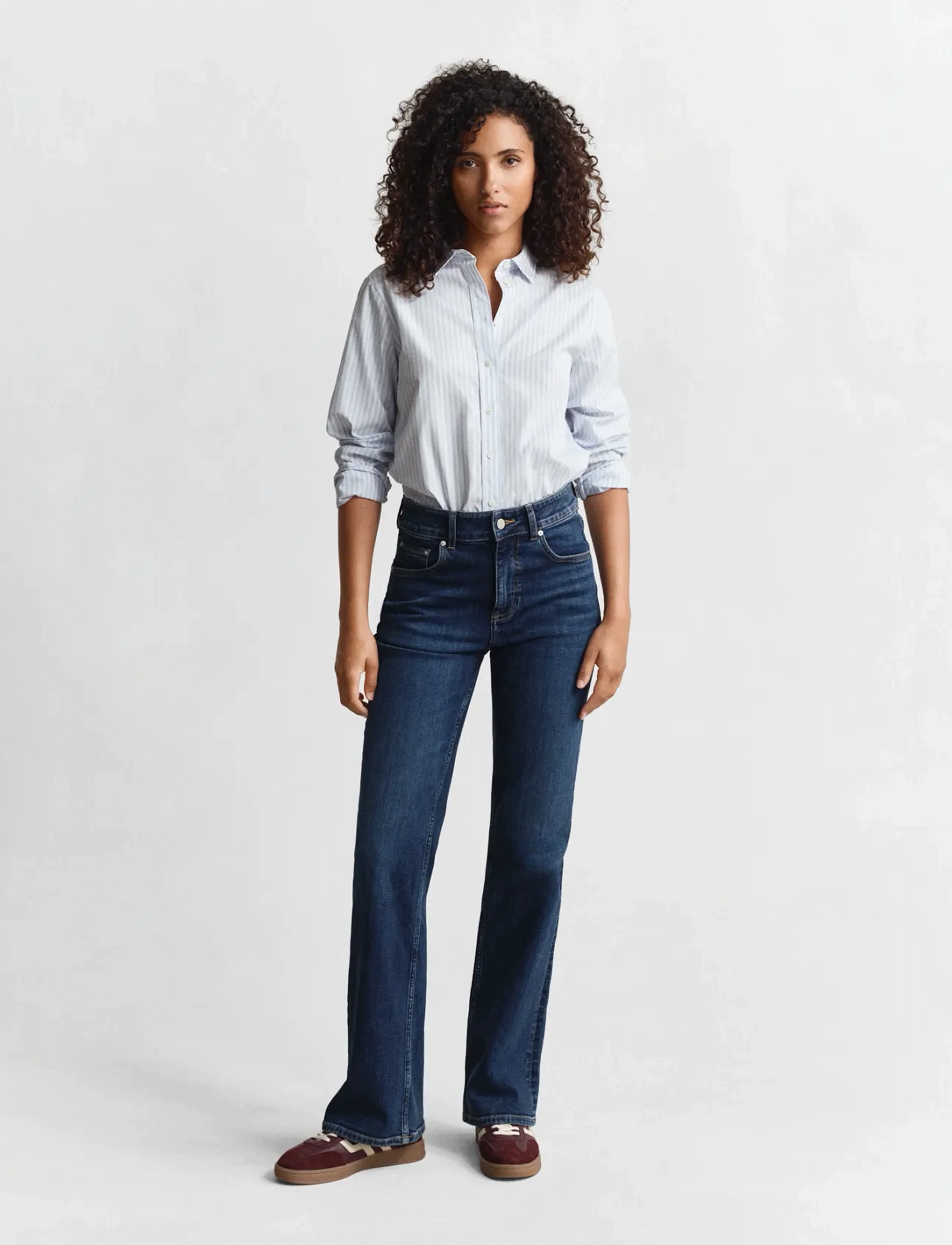 Gant - REG CLASSIC POPLIN STRIPED SHIRT - langærmede skjorter - light blue - 4