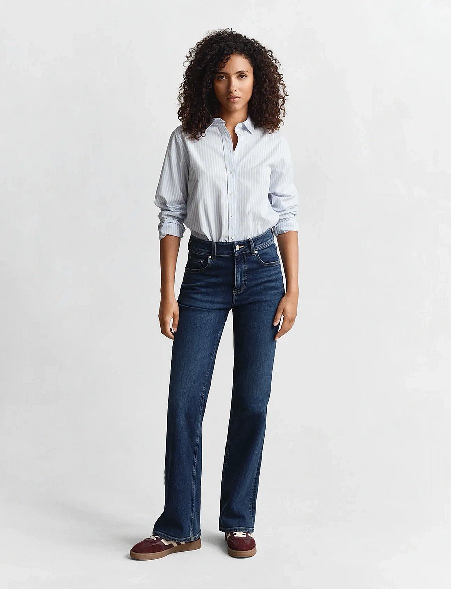 Gant - REG CLASSIC POPLIN STRIPED SHIRT - langärmlige hemden - light blue - 4