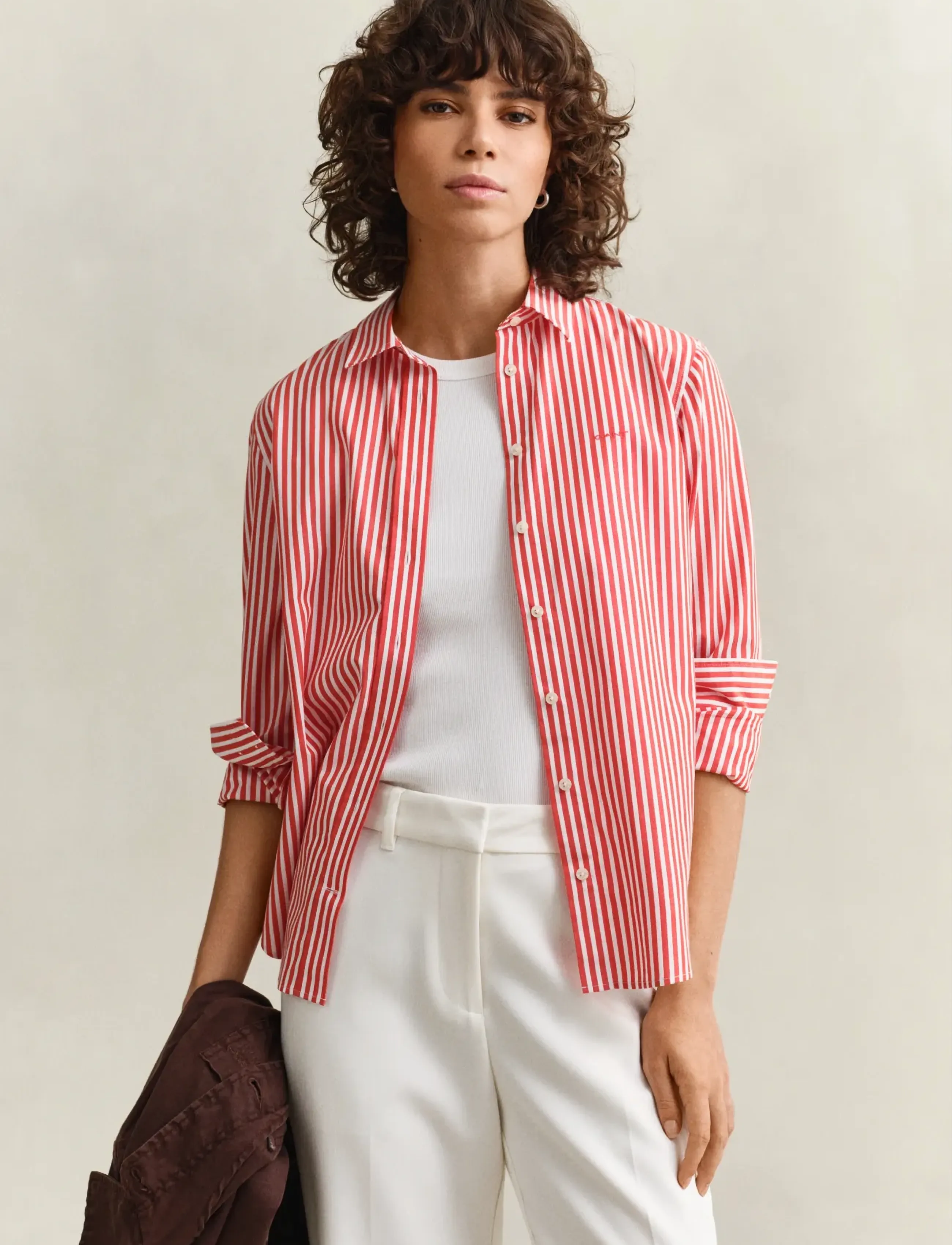 Gant REG CLASSIC POPLIN STRIPED SHIRT - Shirts - PERFECT RED / red