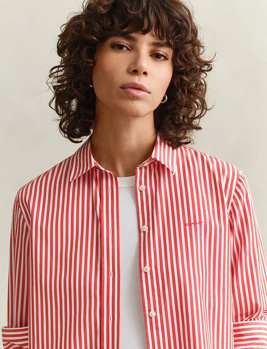 Gant - REG CLASSIC POPLIN STRIPED SHIRT - langärmlige hemden - perfect red - 3