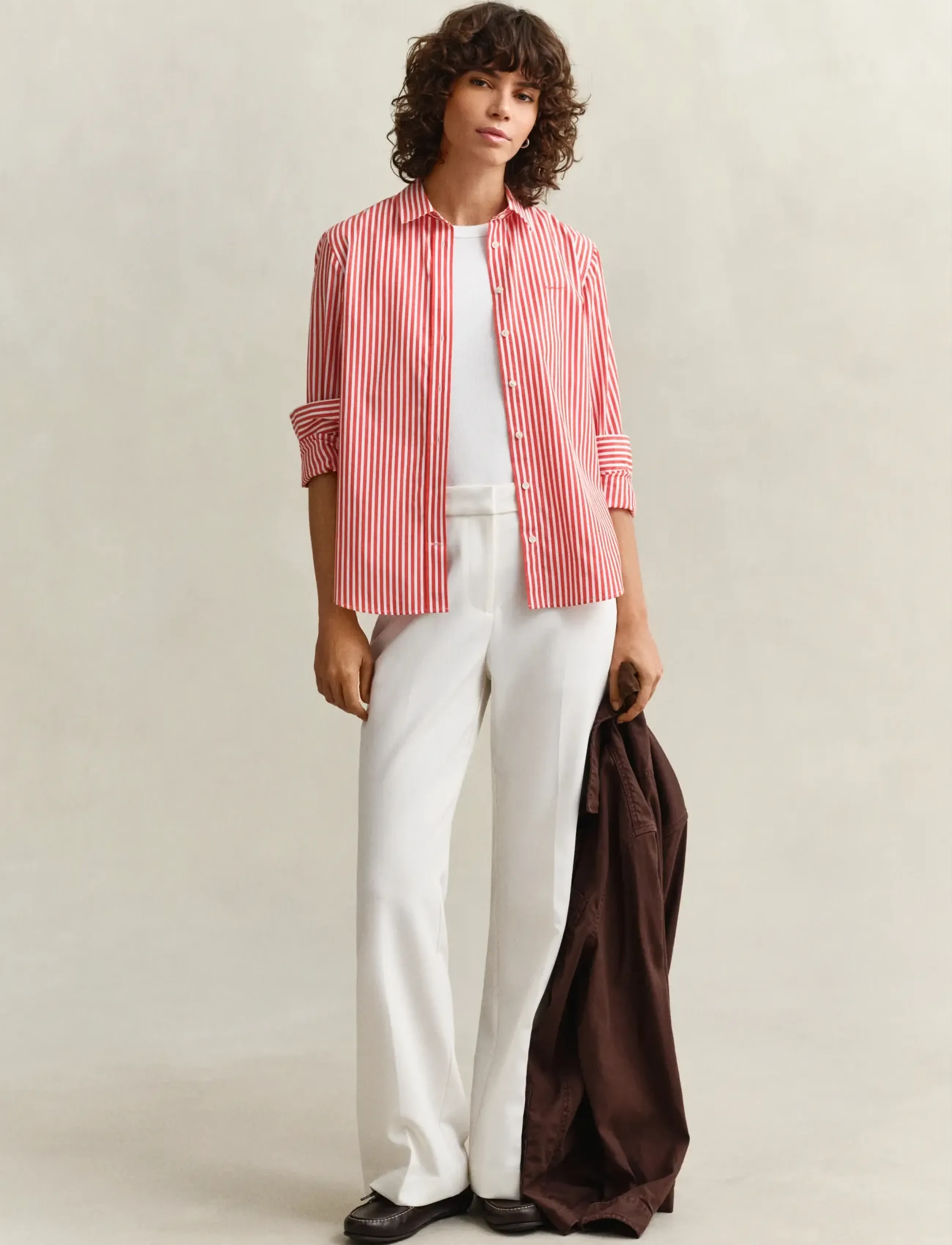 Gant - REG CLASSIC POPLIN STRIPED SHIRT - pitkähihaiset kauluspaidat - perfect red - 4