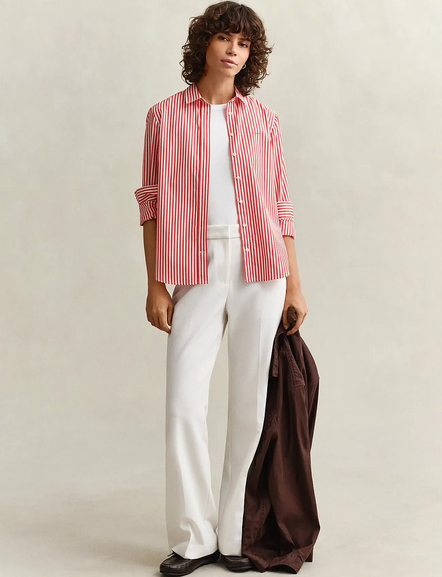Gant - REG CLASSIC POPLIN STRIPED SHIRT - langärmlige hemden - perfect red - 4