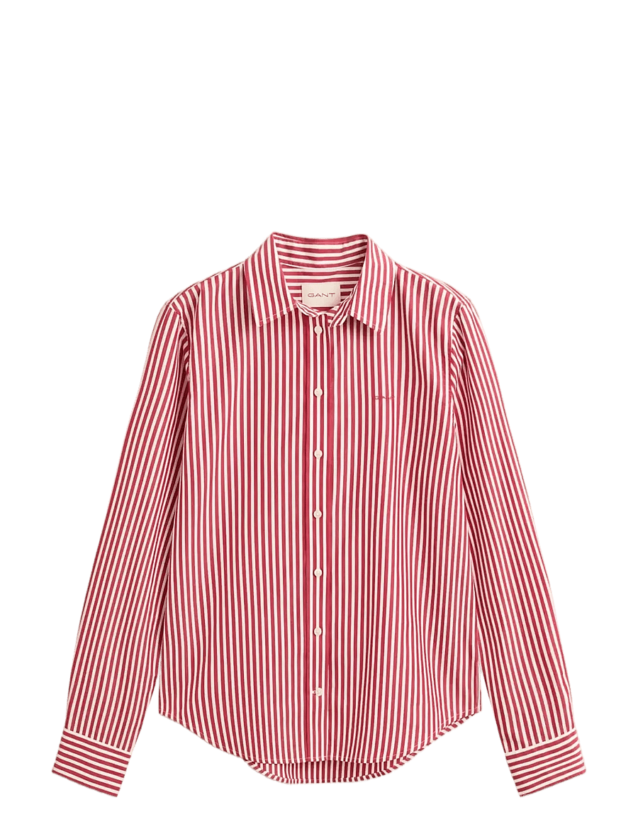 Gant - REG CLASSIC POPLIN STRIPED SHIRT - långärmade skjortor - ruby red - 1