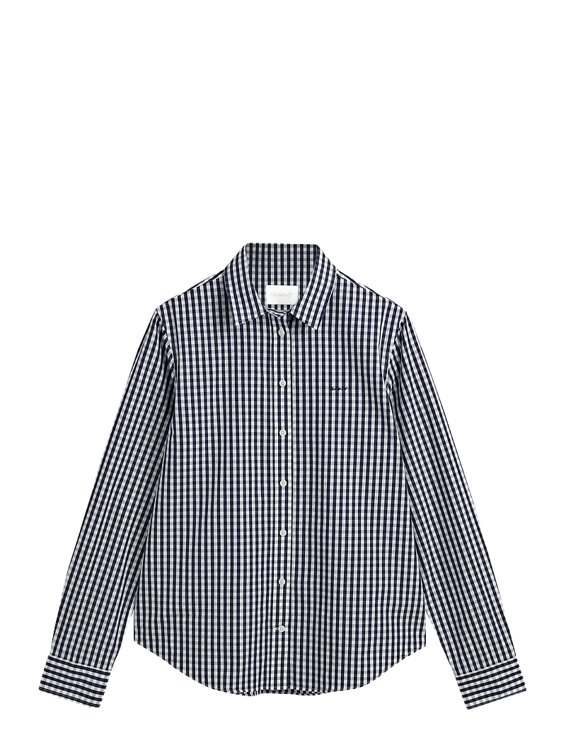 GANT - REG POPLIN GINGHAM SHIRT - langärmlige hemden - classic blue - 1