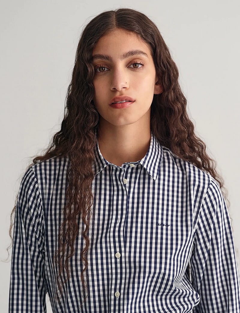 GANT - REG POPLIN GINGHAM SHIRT - langärmlige hemden - classic blue - 3