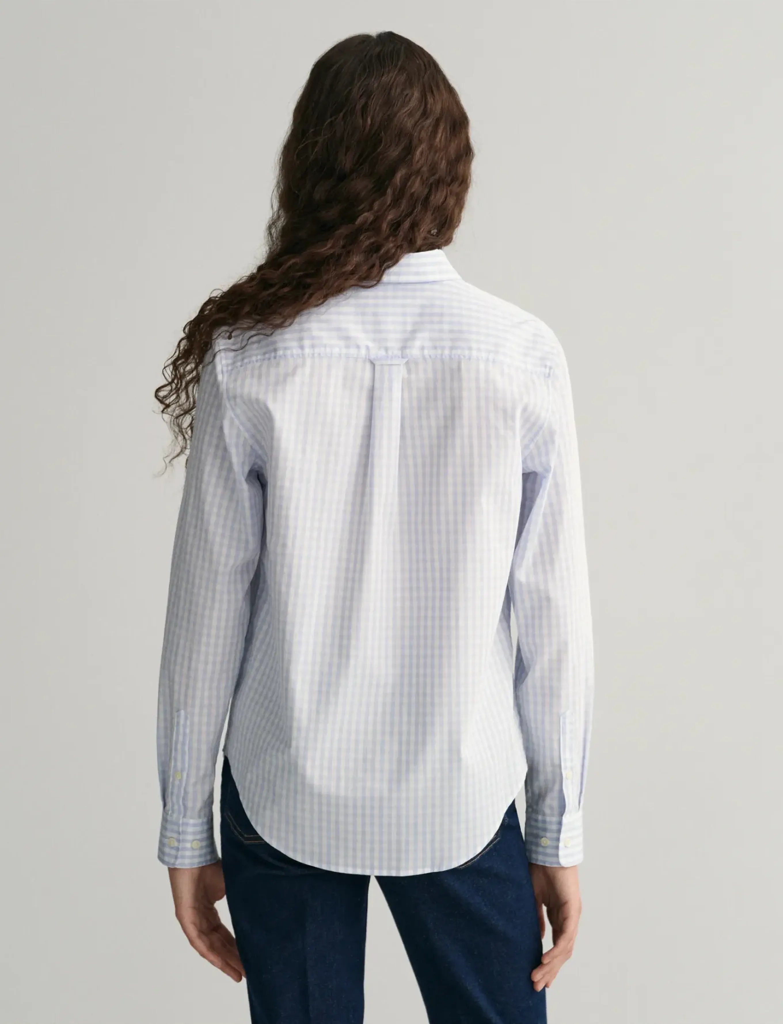 Gant - REG POPLIN GINGHAM SHIRT - langærmede skjorter - light blue - 3