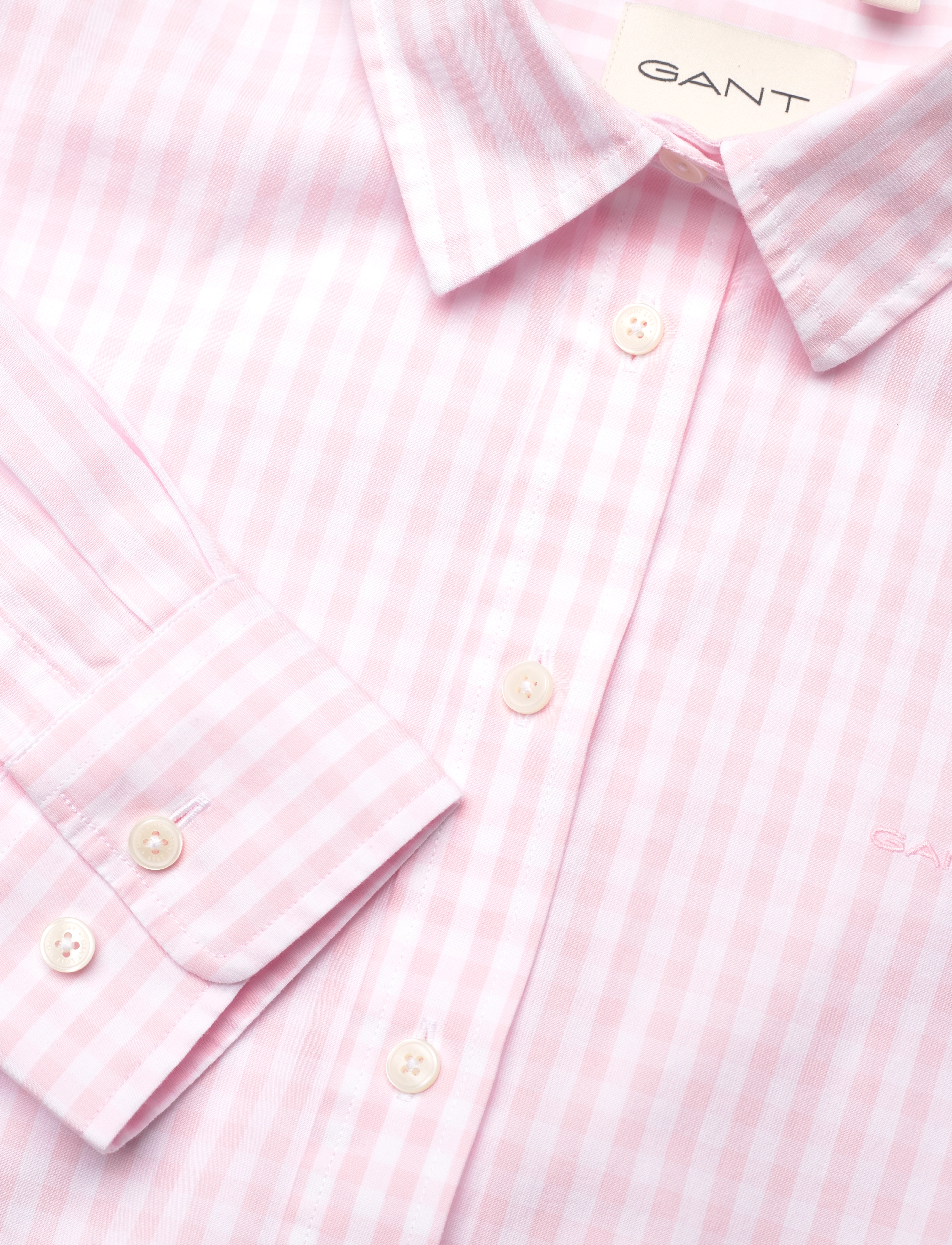 Gant - REG POPLIN GINGHAM SHIRT - långärmade skjortor - light pink - 2