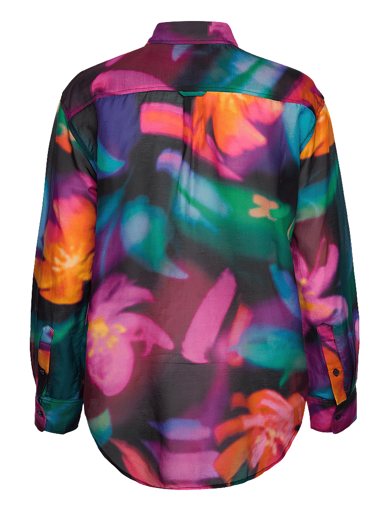 GANT - REL FLORAL PRINT COT/SILK SHIRT - langärmlige hemden - ebony black - 1