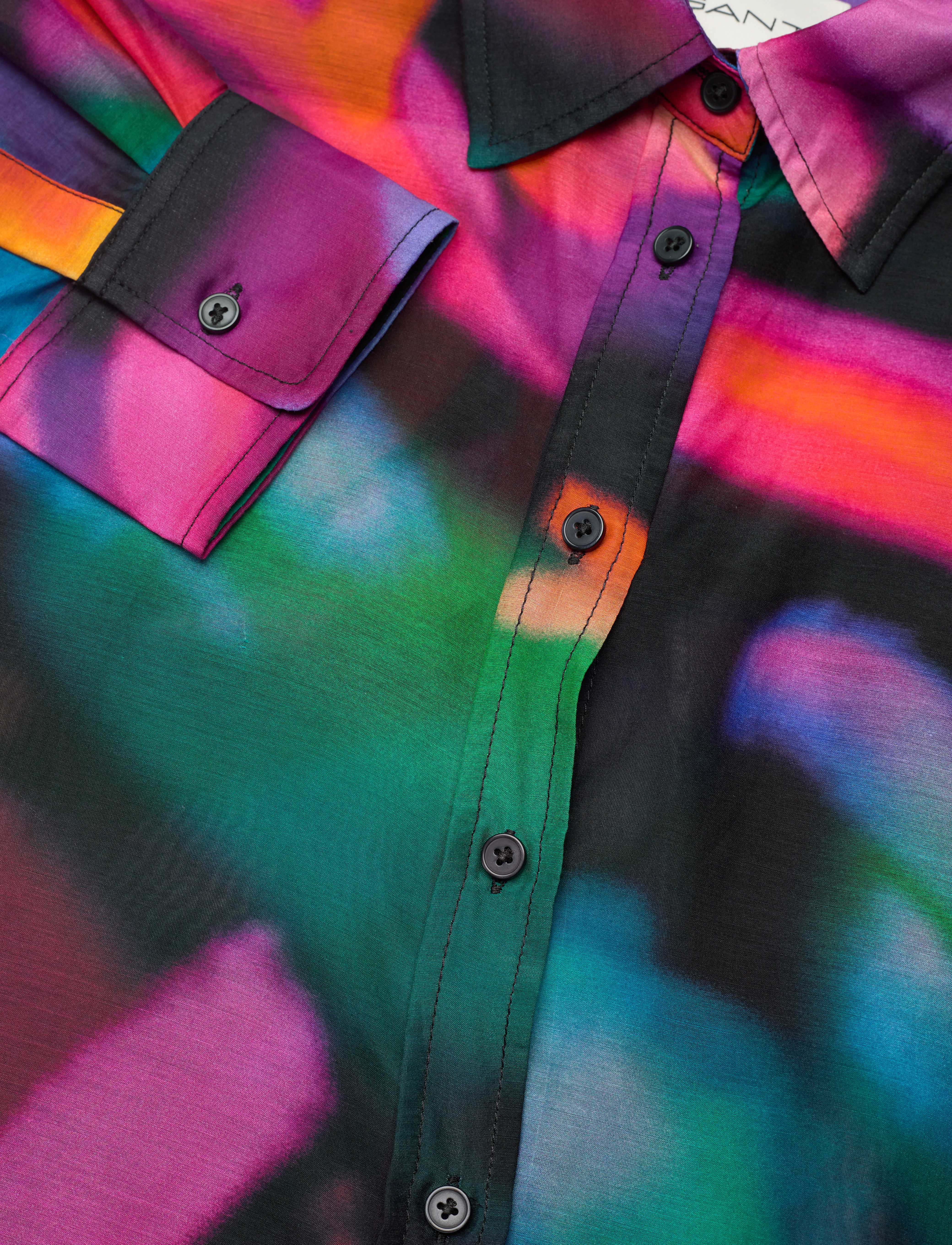 Gant - REL FLORAL PRINT COT/SILK SHIRT - krekli ar garām piedurknēm - ebony black - 2