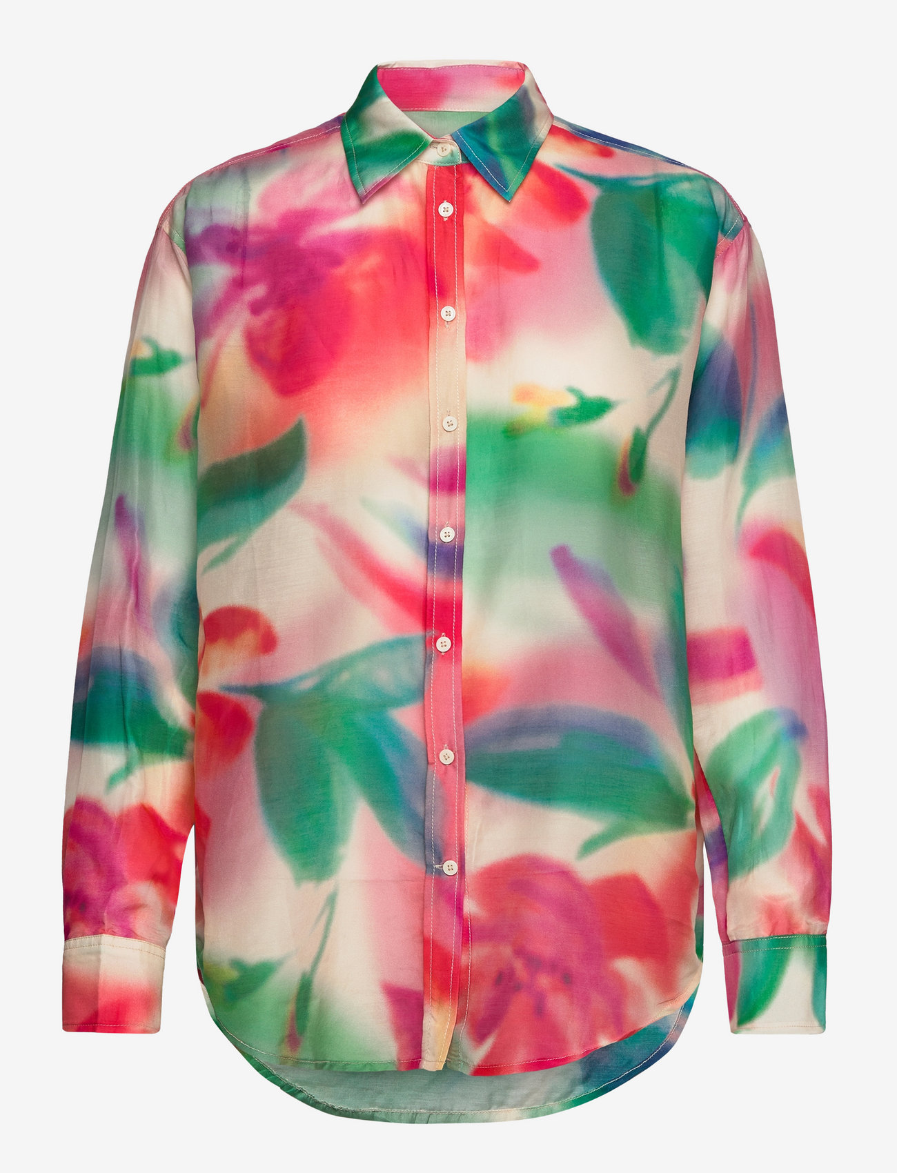 GANT - REL FLORAL PRINT COT/SILK SHIRT - langerma skyrtur - vintage cream - 0