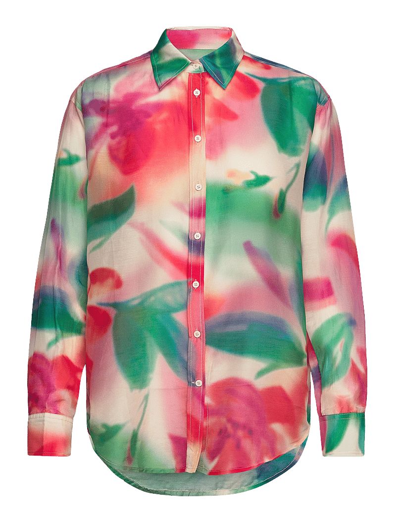 GANT - REL FLORAL PRINT COT/SILK SHIRT - langerma skyrtur - vintage cream - 0