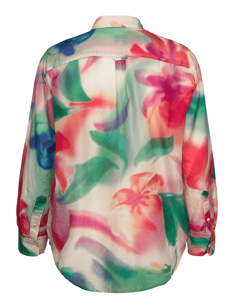 GANT - REL FLORAL PRINT COT/SILK SHIRT - langerma skyrtur - vintage cream - 1