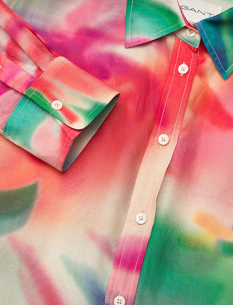 GANT - REL FLORAL PRINT COT/SILK SHIRT - langerma skyrtur - vintage cream - 2