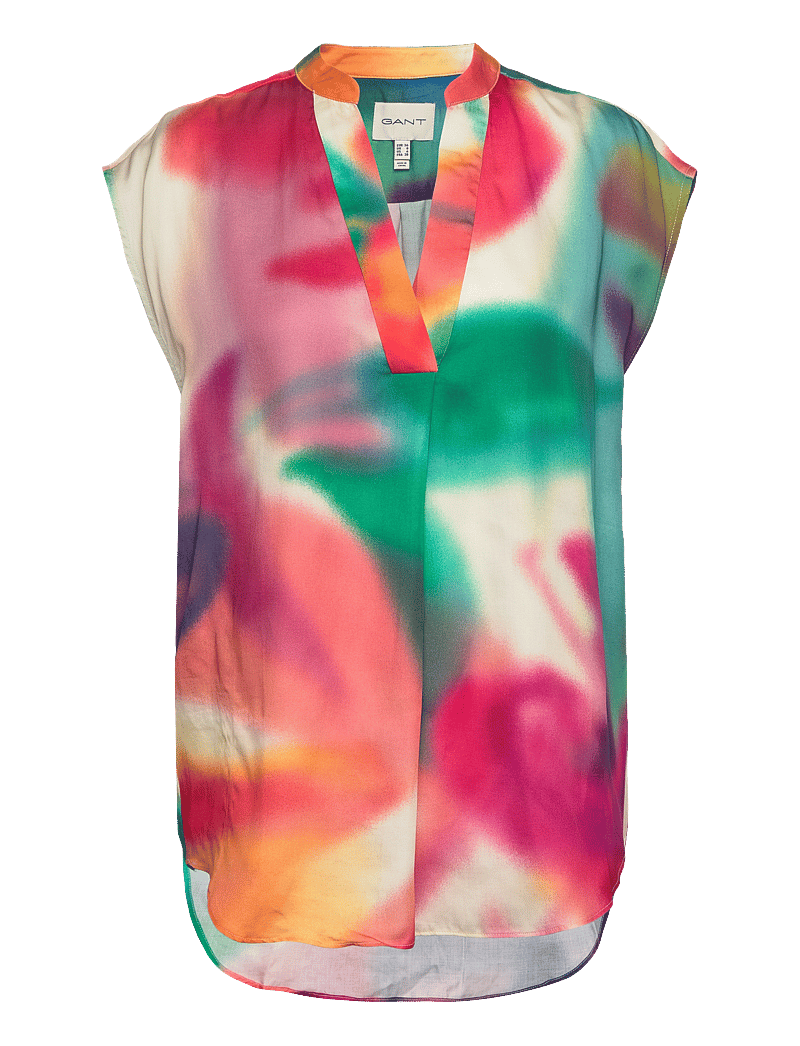 GANT - REL FLORAL PRINT SL BLOUSE - kurzämlige blusen - vintage cream - 0