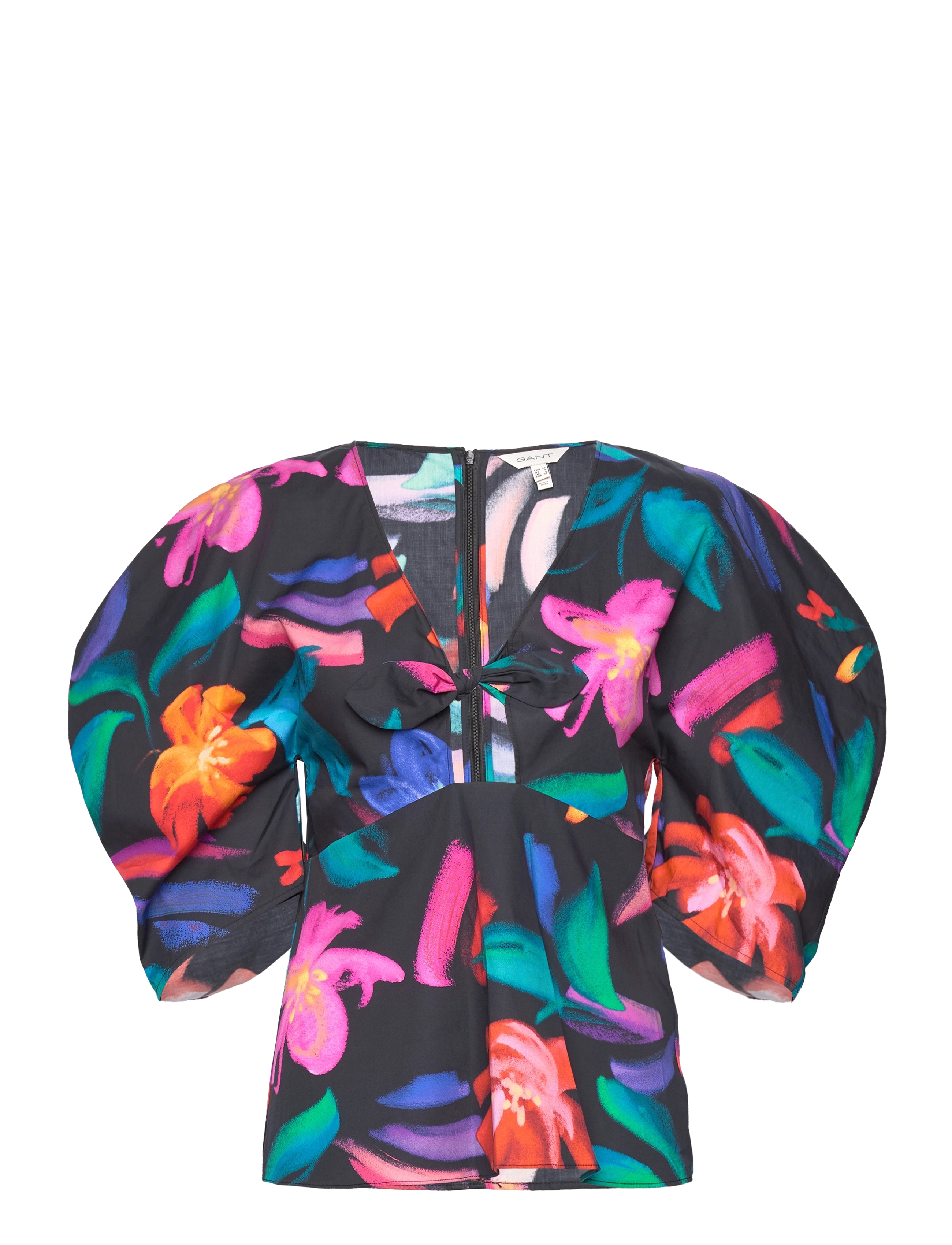 Gant FLORAL PRINT VOLUME SLEEVE BLOUSE - Last chance - EBONY BLACK / black