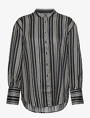 GANT - RELAXED STRIPED STAND COLLAR SHIRT - long-sleeved shirts - ebony black - 0