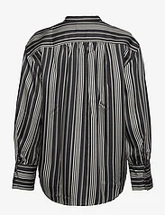 GANT - RELAXED STRIPED STAND COLLAR SHIRT - long-sleeved shirts - ebony black - 1