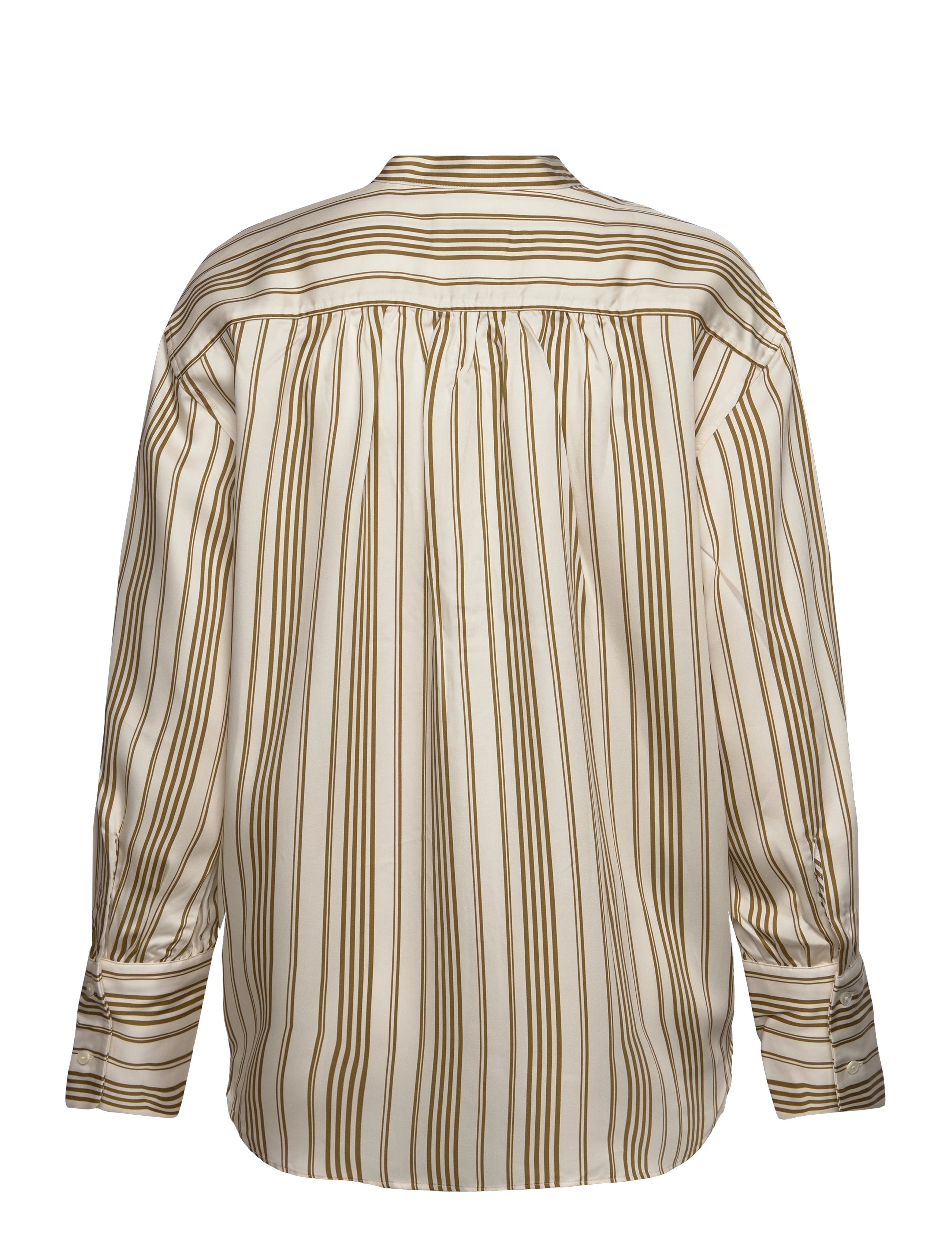 GANT - RELAXED STRIPED STAND COLLAR SHIRT - warm surplus green - 1