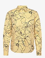 REG LINE DRAWING COT VOILE SHIRT - DUSTY LIGHT YELLOW