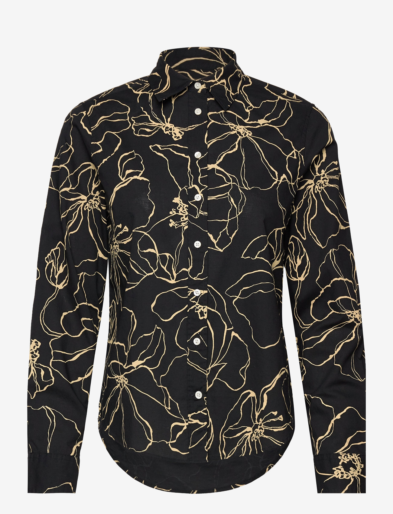 GANT - REG LINE DRAWING COT VOILE SHIRT - pikkade varrukatega särgid - ebony black - 0