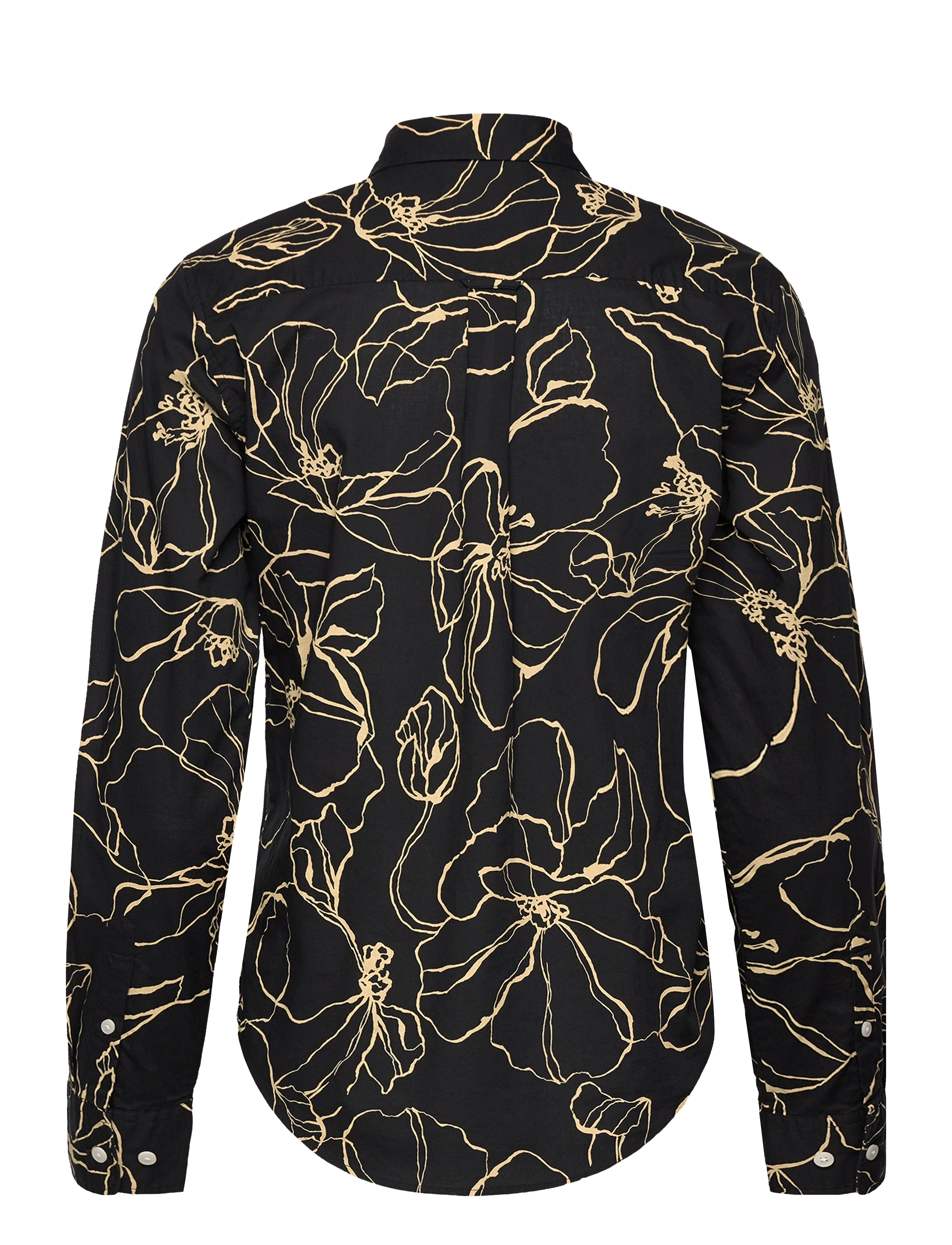 Gant - REG LINE DRAWING COT VOILE SHIRT - langärmlige hemden - ebony black - 1