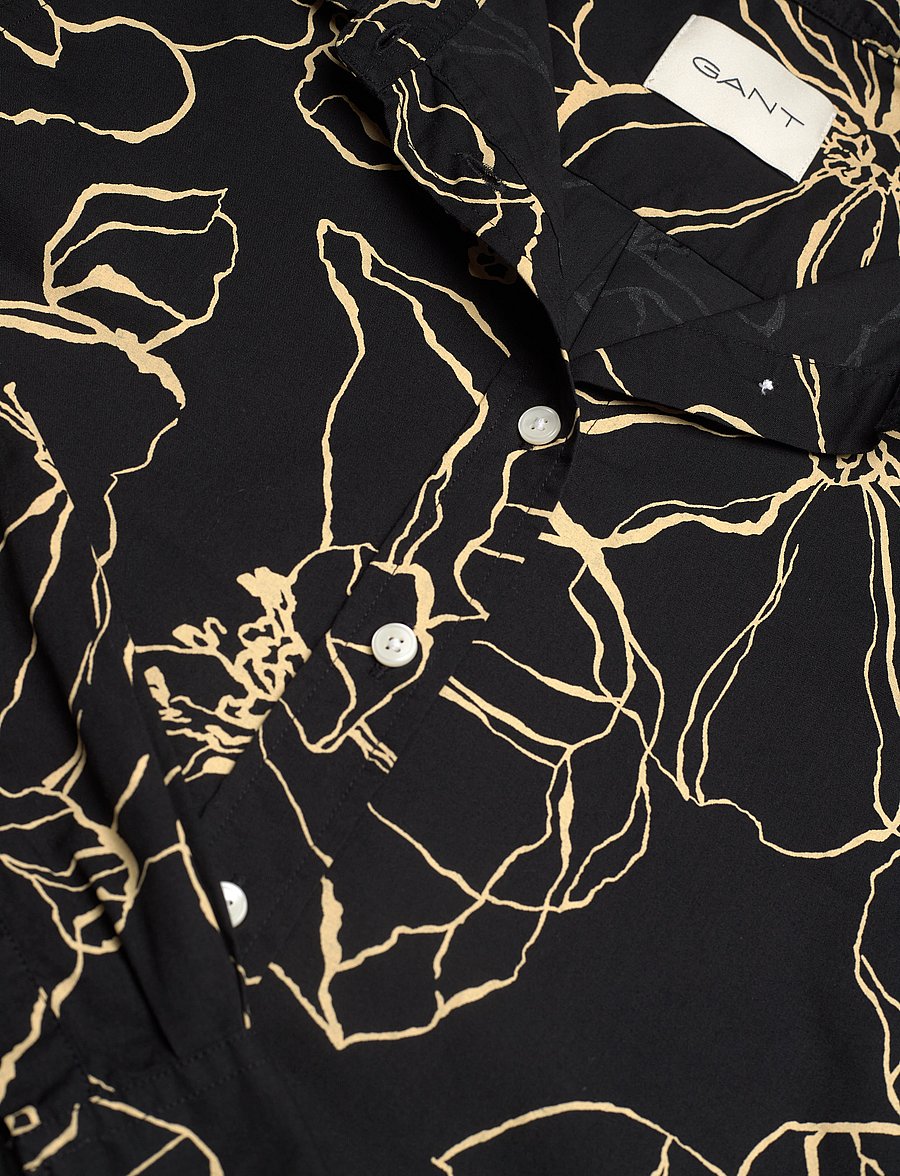 Gant - REG LINE DRAWING COT VOILE SHIRT - langärmlige hemden - ebony black - 2