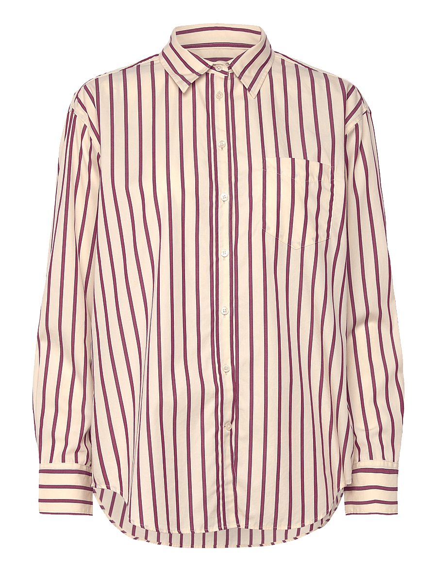 Gant - REL CLASSIC POPLIN STRIPED SHIRT - långärmade skjortor - beautyberry purple - 0
