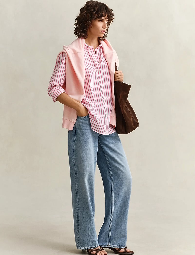 GANT - REL CLASSIC POPLIN STRIPED SHIRT - langärmlige hemden - bright fuschia - 4