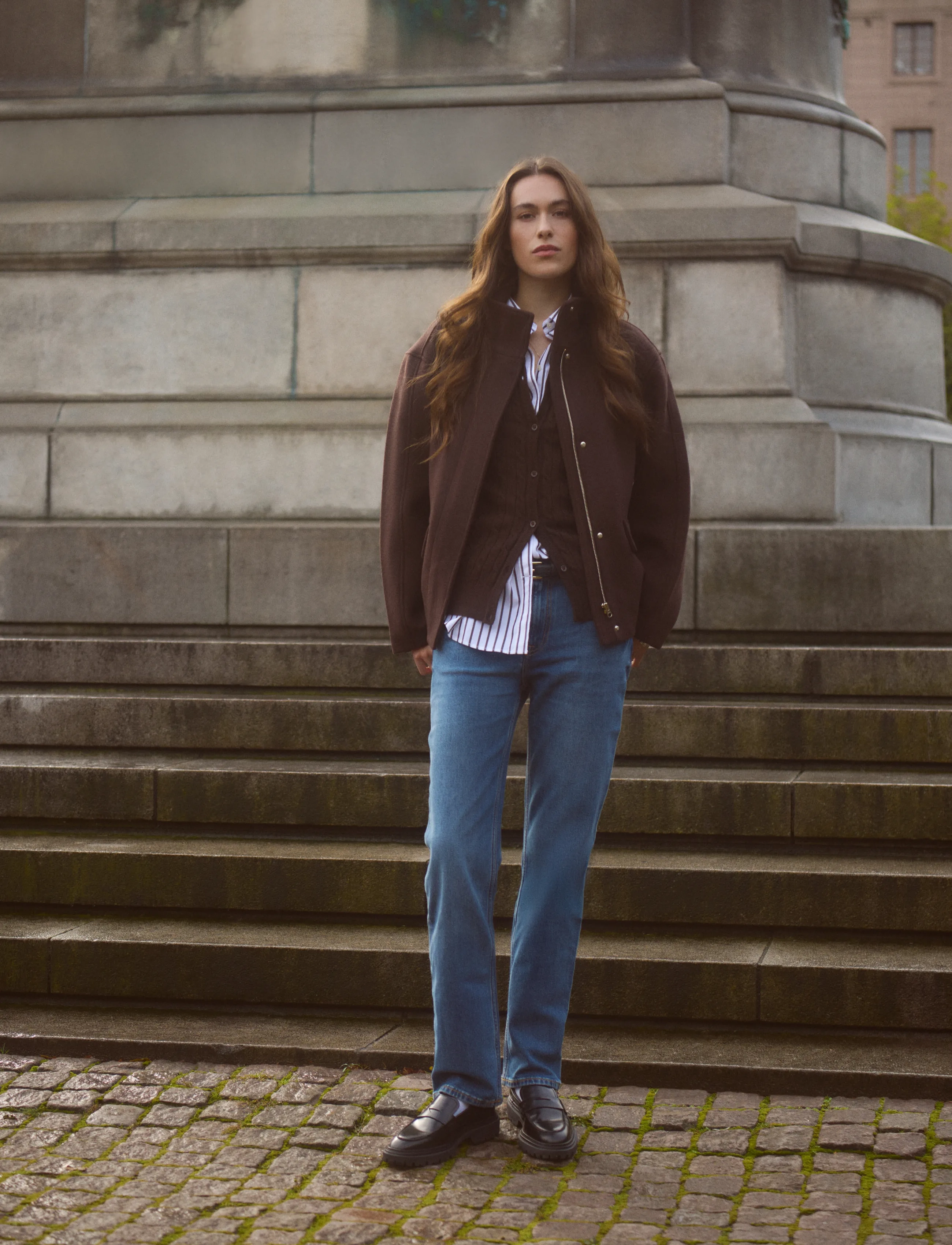 GANT REL CLASSIC POPLIN STRIPED SHIRT - Hemden - DEEP BROWN / beige