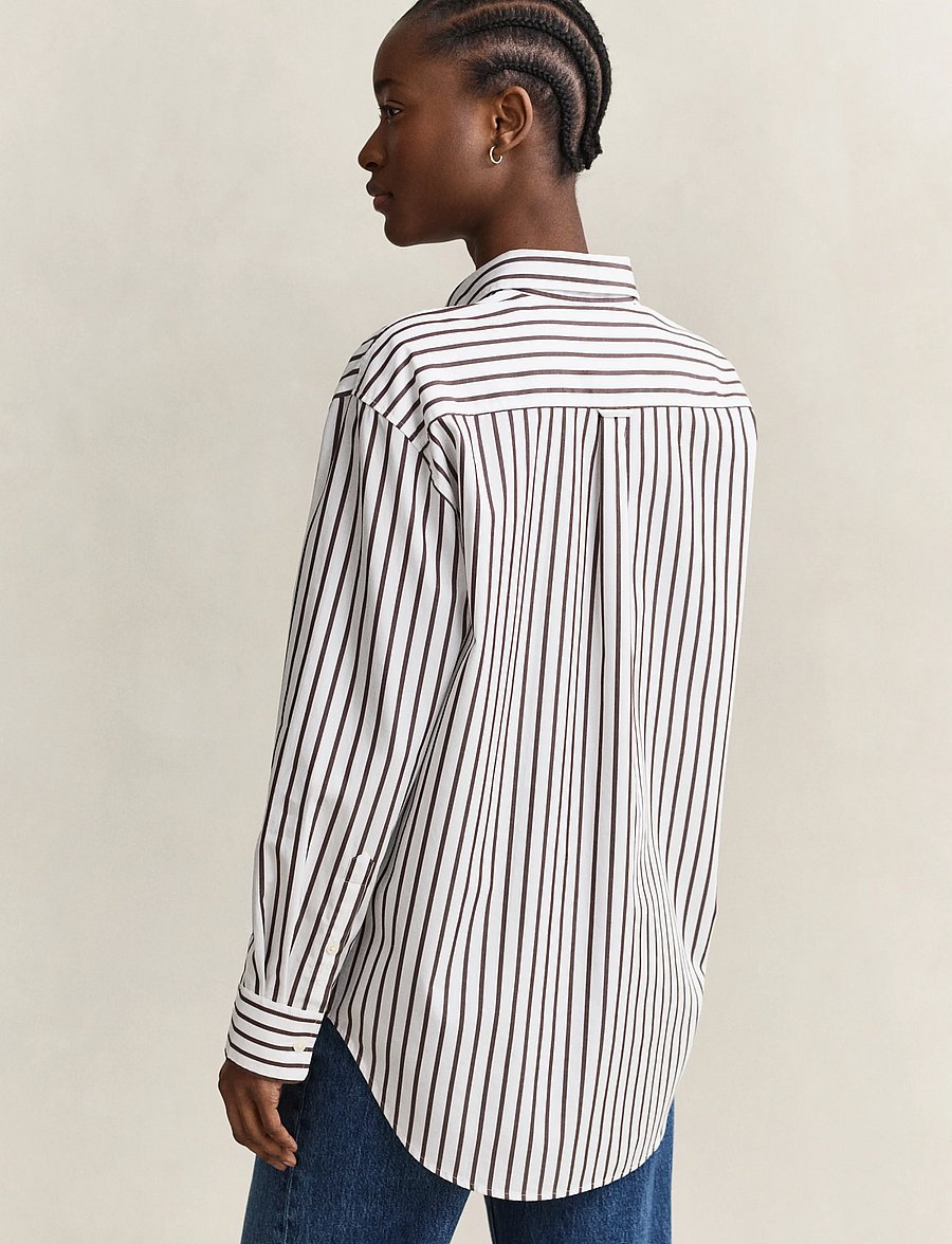 Gant - REL CLASSIC POPLIN STRIPED SHIRT - langærmede skjorter - deep brown - 2