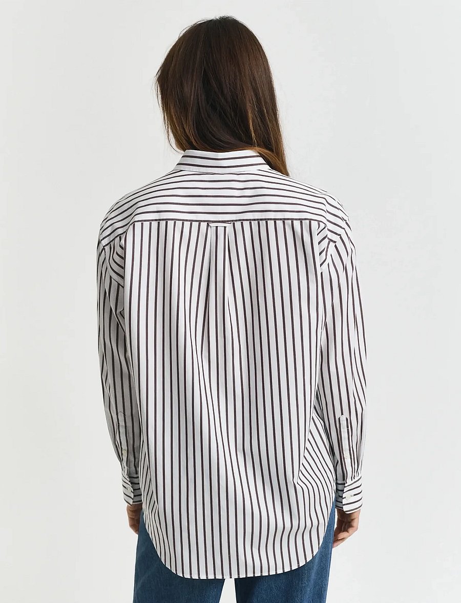 Gant - REL CLASSIC POPLIN STRIPED SHIRT - långärmade skjortor - deep brown - 2