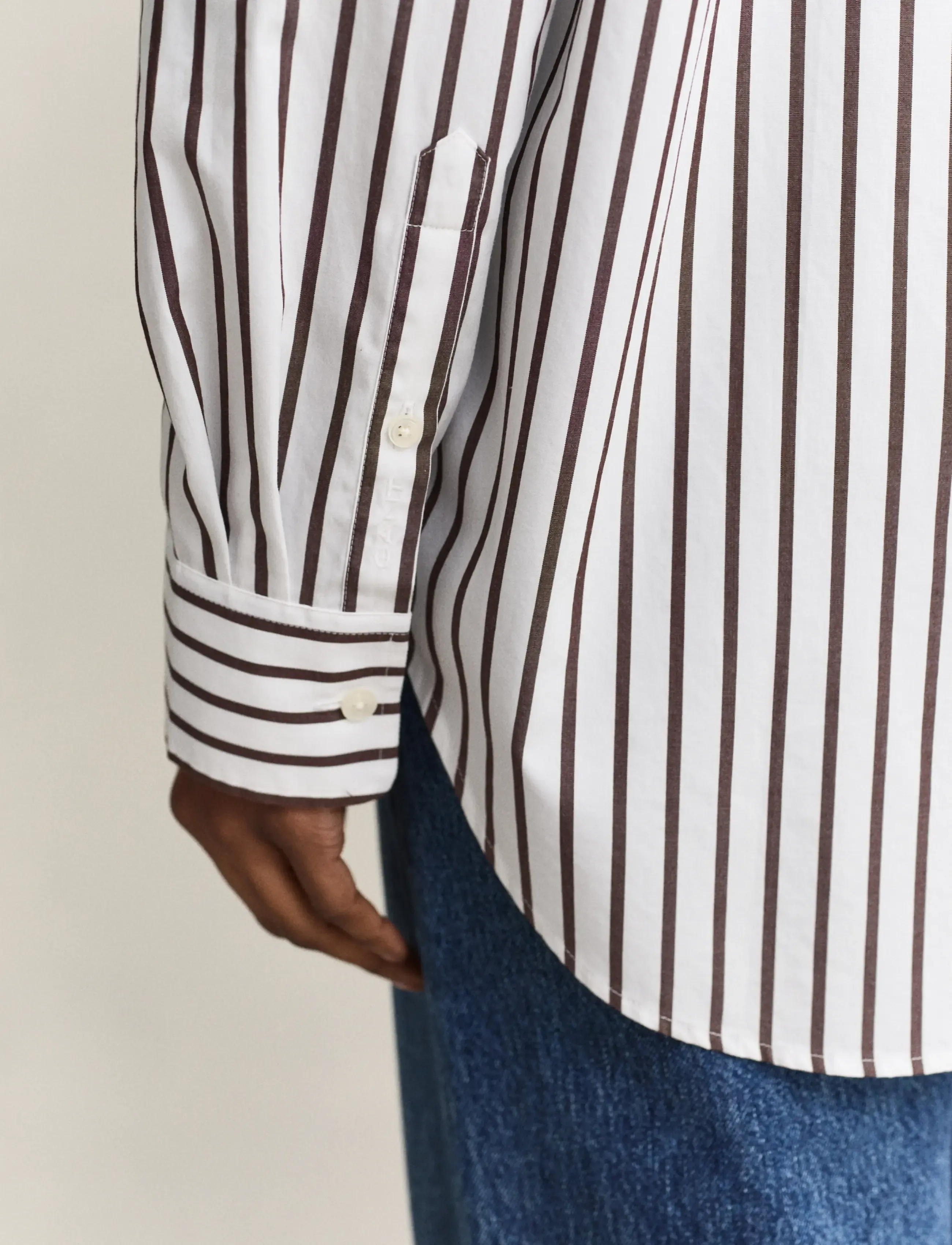 Gant - REL CLASSIC POPLIN STRIPED SHIRT - langärmlige hemden - deep brown - 3