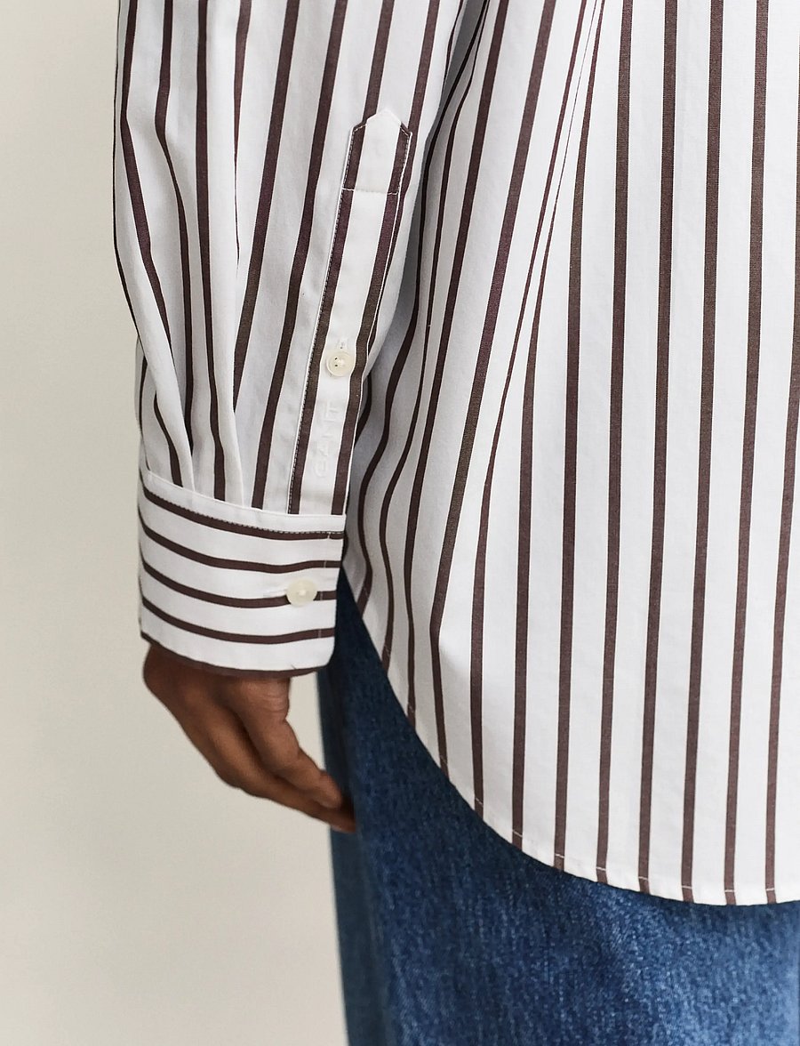 Gant - REL CLASSIC POPLIN STRIPED SHIRT - langærmede skjorter - deep brown - 3
