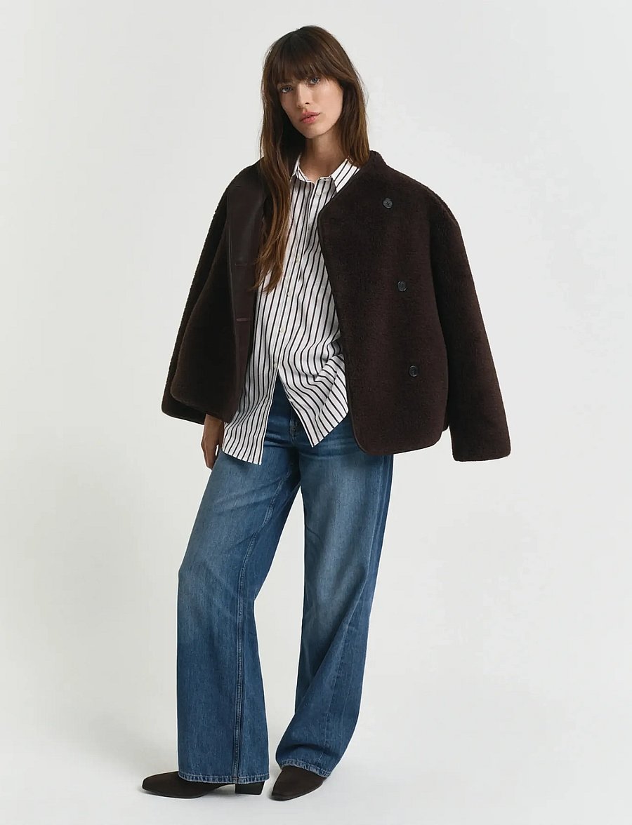 Gant - REL CLASSIC POPLIN STRIPED SHIRT - långärmade skjortor - deep brown - 4