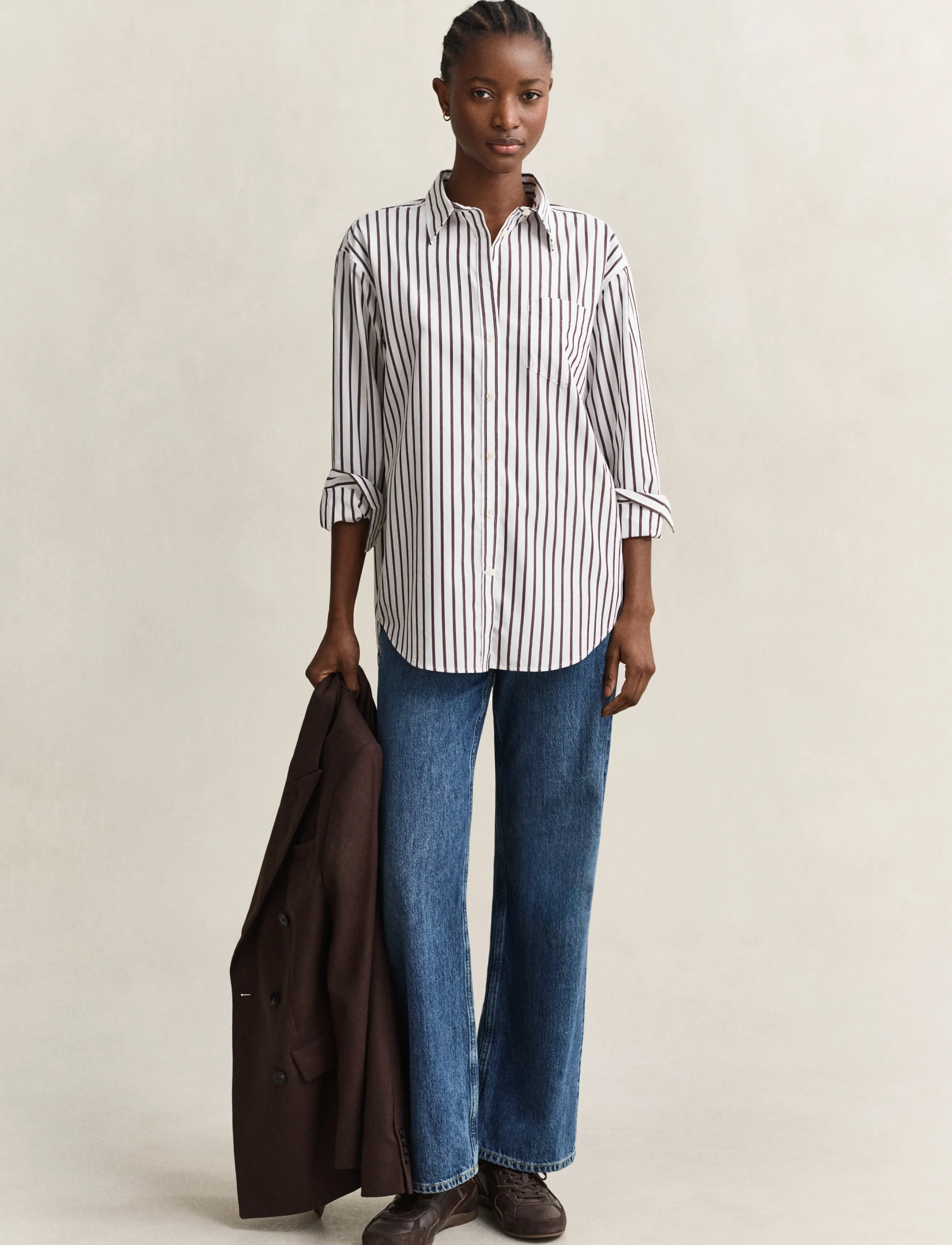 Gant - REL CLASSIC POPLIN STRIPED SHIRT - langärmlige hemden - deep brown - 4