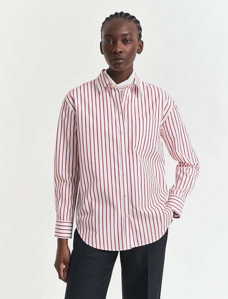 GANT - REL CLASSIC POPLIN STRIPED SHIRT - long-sleeved shirts - modern rust - 0