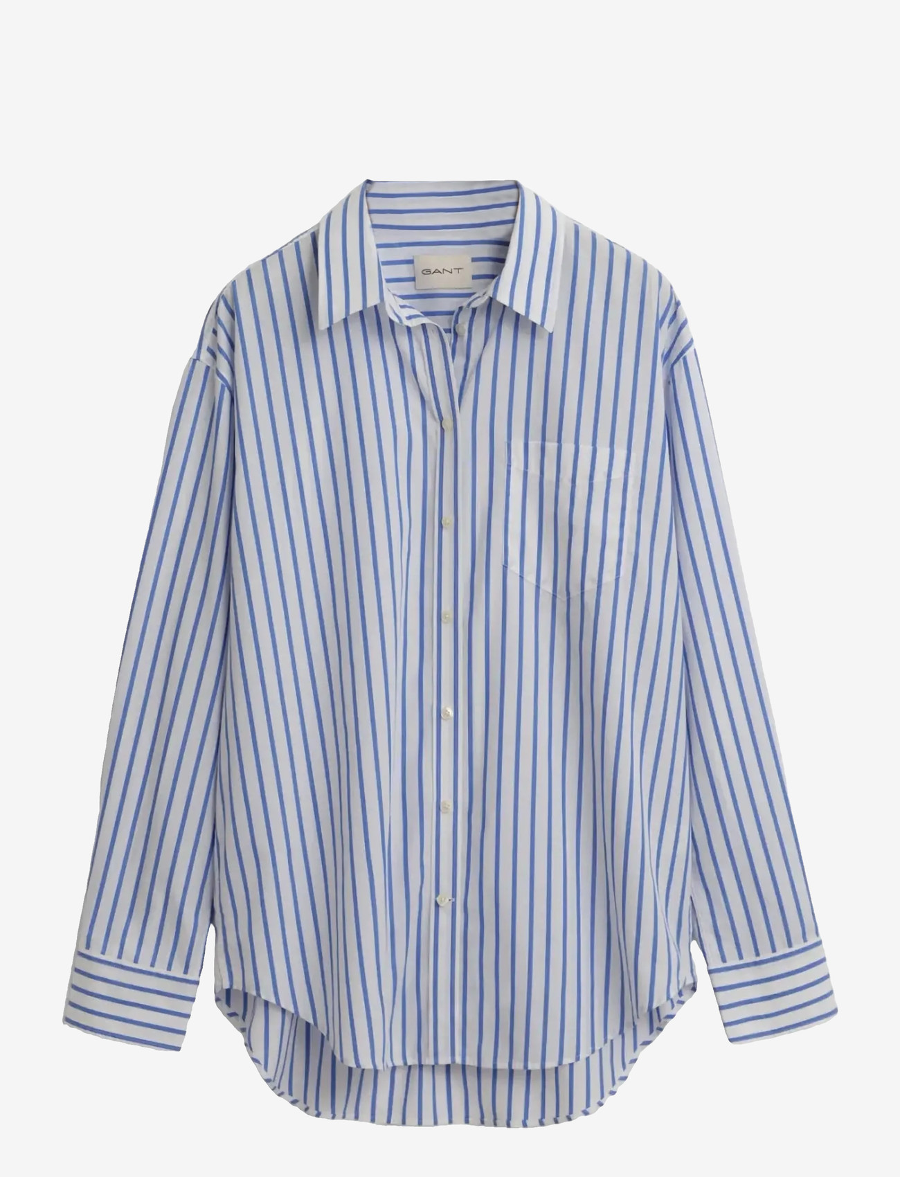 GANT - REL CLASSIC POPLIN STRIPED SHIRT - långärmade skjortor - perfect blue - 1