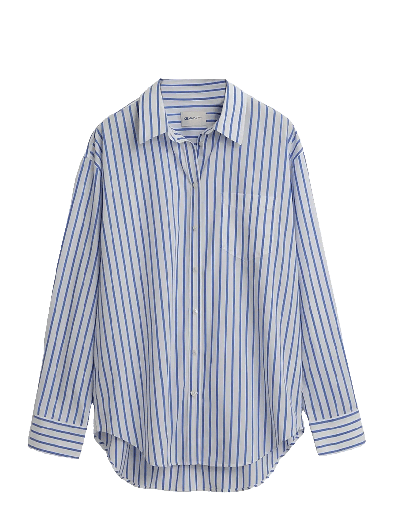GANT - REL CLASSIC POPLIN STRIPED SHIRT - långärmade skjortor - perfect blue - 1