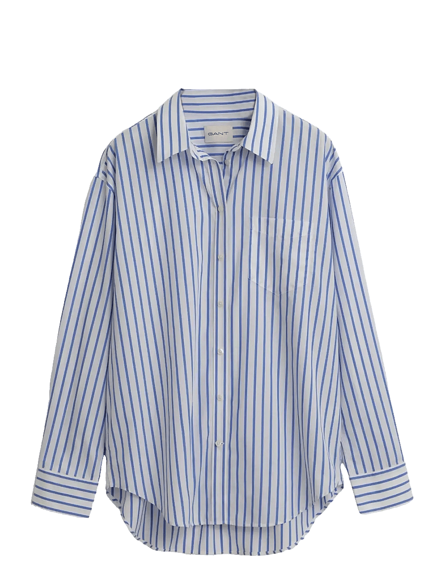 Gant - REL CLASSIC POPLIN STRIPED SHIRT - langærmede skjorter - perfect blue - 1
