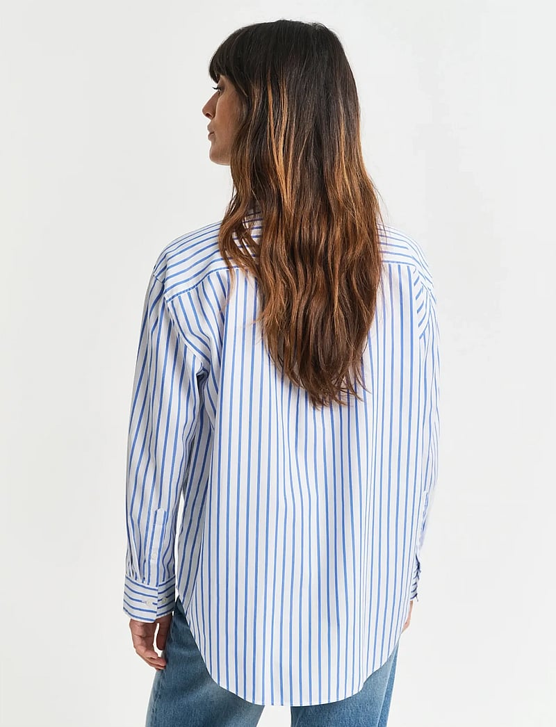 GANT - REL CLASSIC POPLIN STRIPED SHIRT - långärmade skjortor - perfect blue - 2