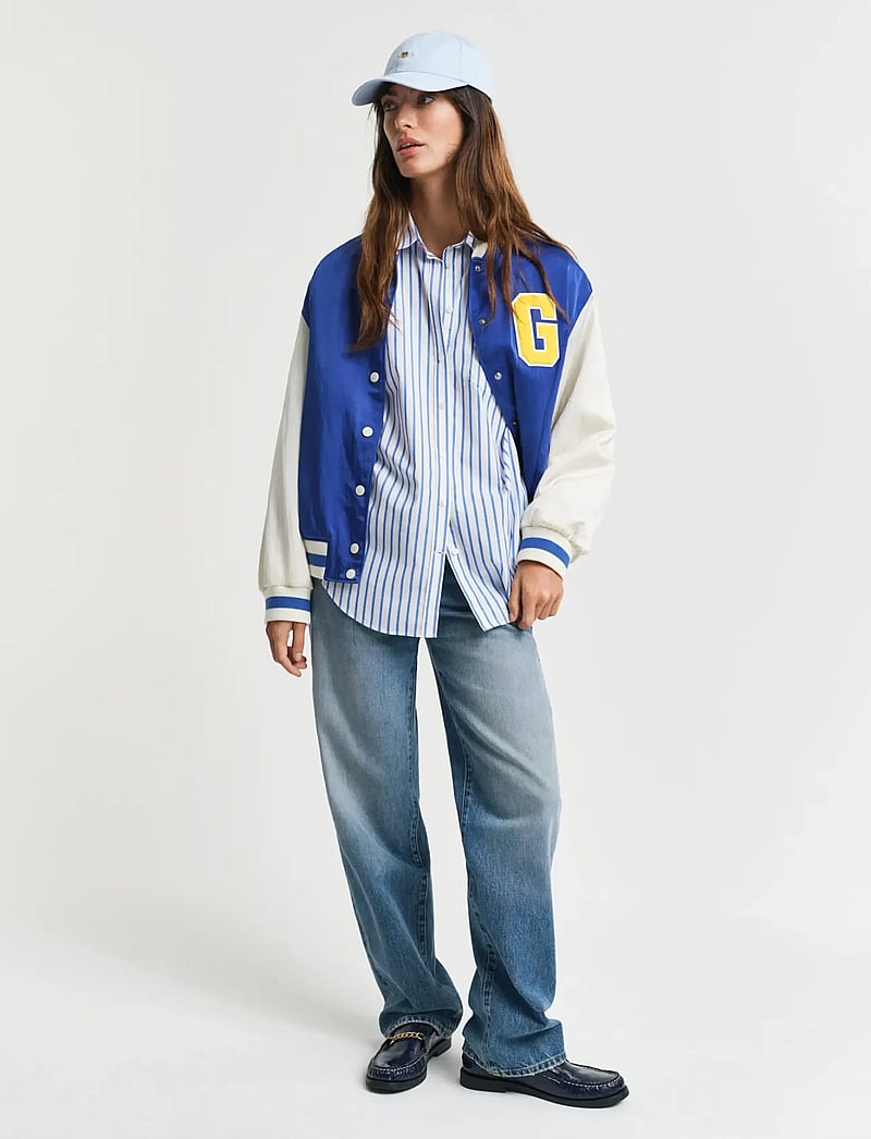 GANT - REL CLASSIC POPLIN STRIPED SHIRT - långärmade skjortor - perfect blue - 4