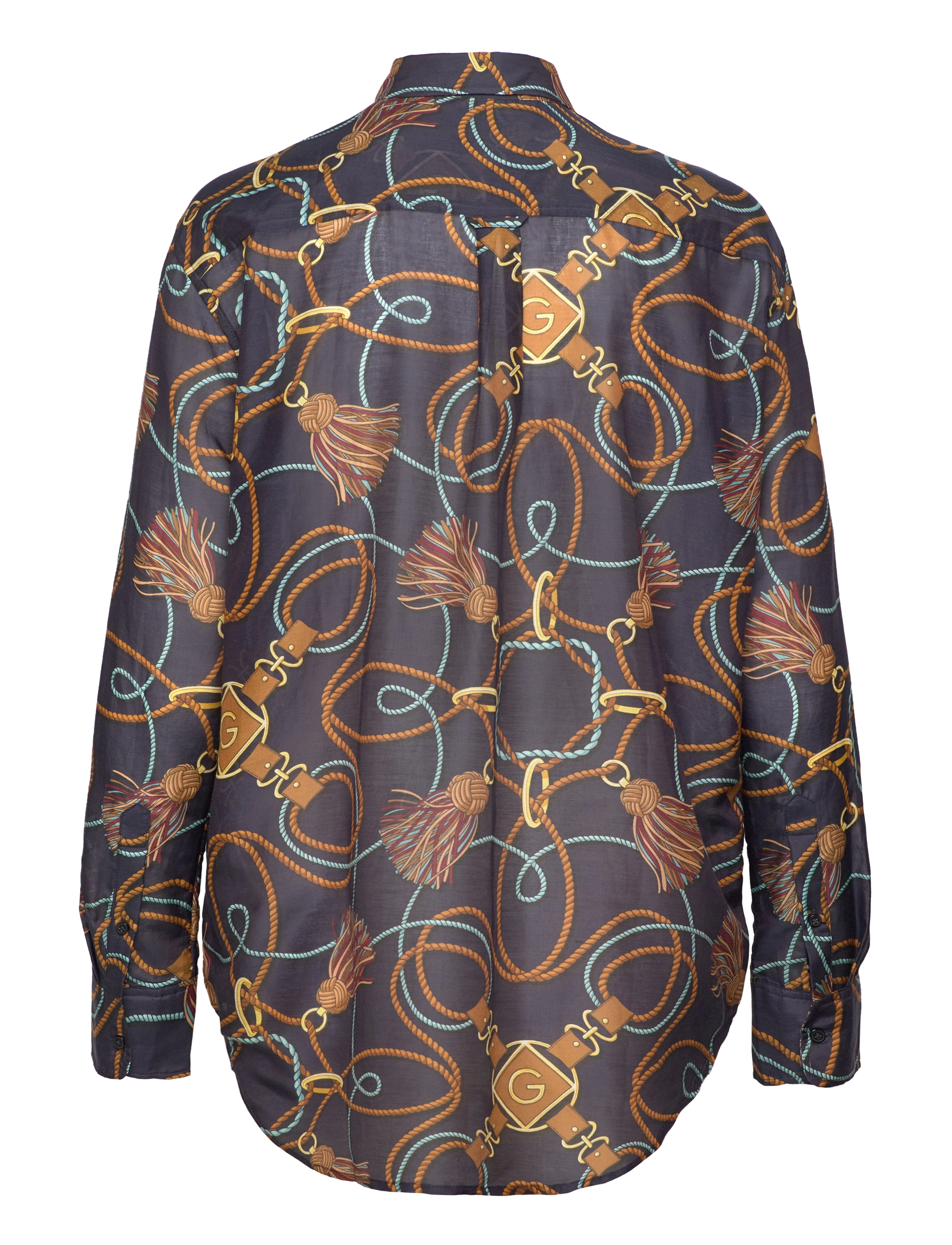 GANT - REL ROPE PRINT COT SILK SHIRT - evening blue - 1